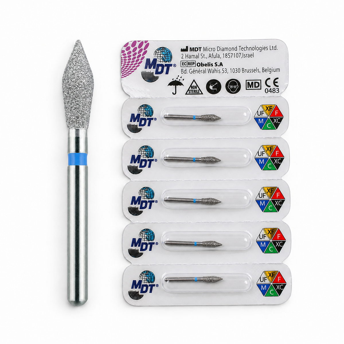 MDT FG Diamond Bur - Pointed Bud 899 Dental Bur, 5pcs