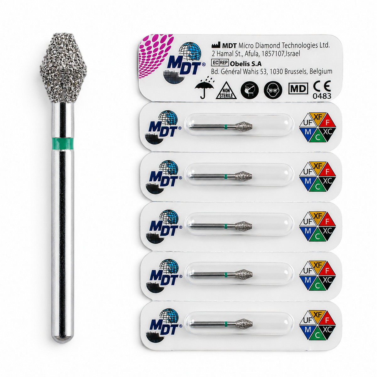 MDT FG Diamond Bur - Barrel 811S Dental Bur, 5pcs