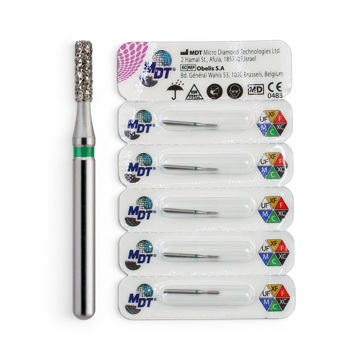 MDT FG Diamond Bur - Flat End Cylinder 835 Dental Bur, 5pcs