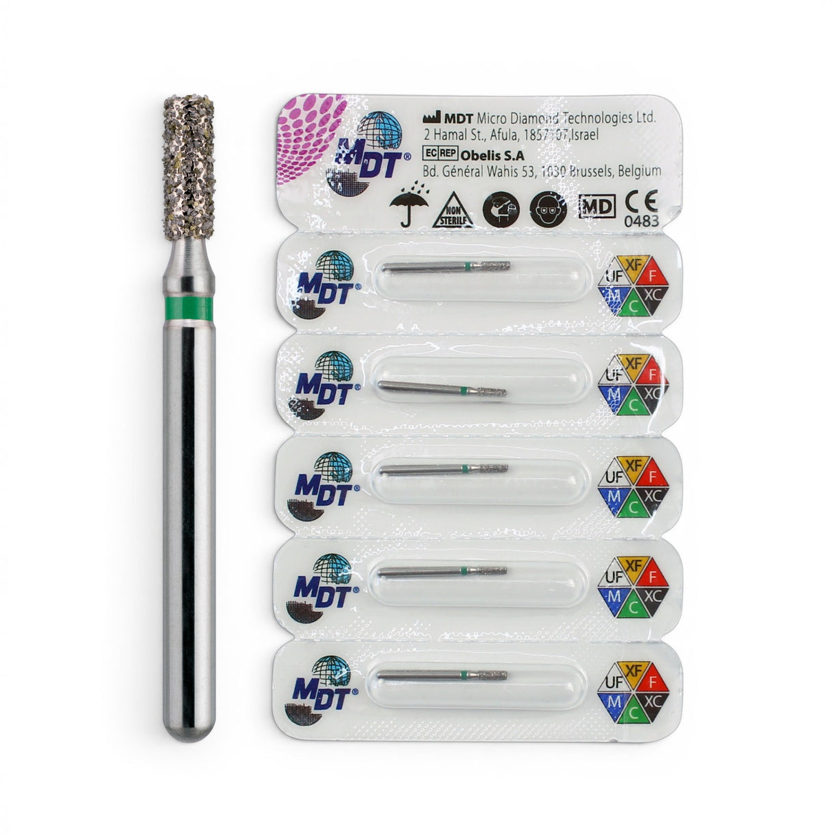 MDT FG Diamond Bur - Flat End Cylinder 835 Dental Bur, 5pcs