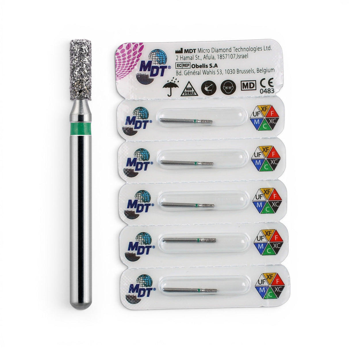 MDT FG Diamond Bur - Flat End Cylinder 835 Dental Bur, 5pcs
