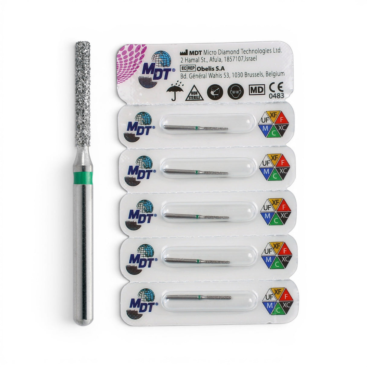 MDT FG Diamond Bur - Flat End Cylinder 837 Dental Bur, 5pcs