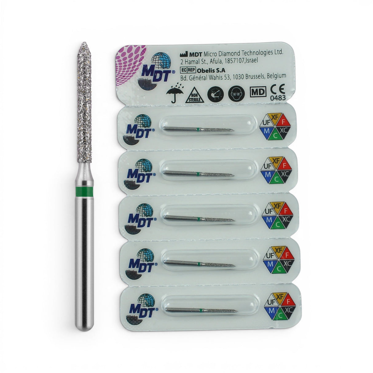 MDT FG Diamond Bur - Beveled Cylinder 886 Dental Bur, 5pcs