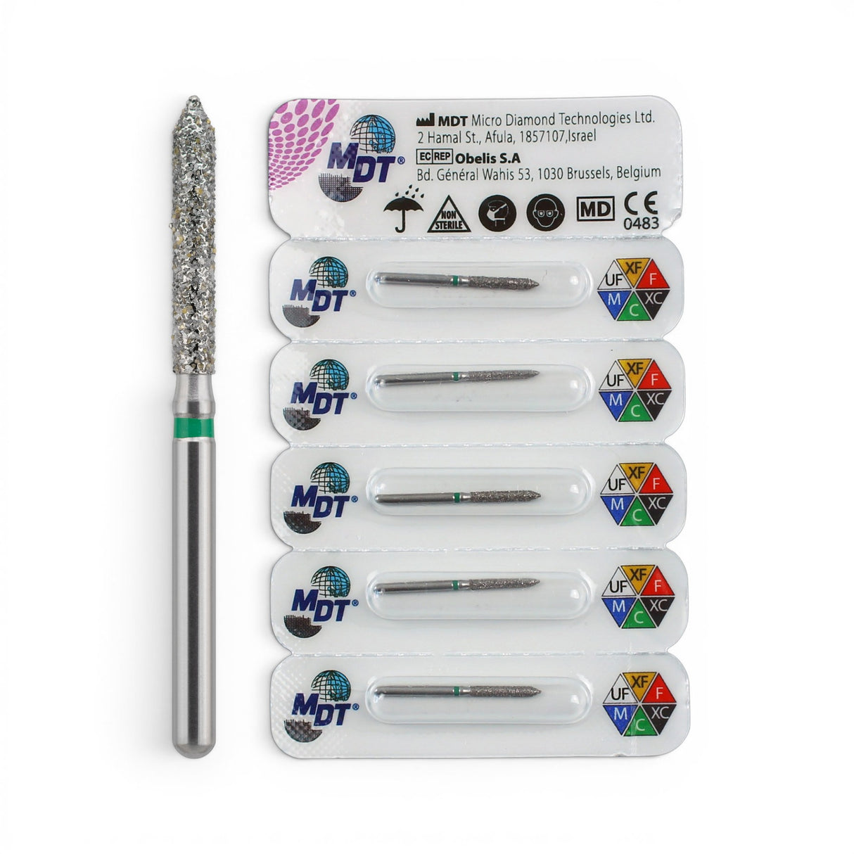 MDT FG Diamond Bur - Beveled Cylinder 886 Dental Bur, 5pcs