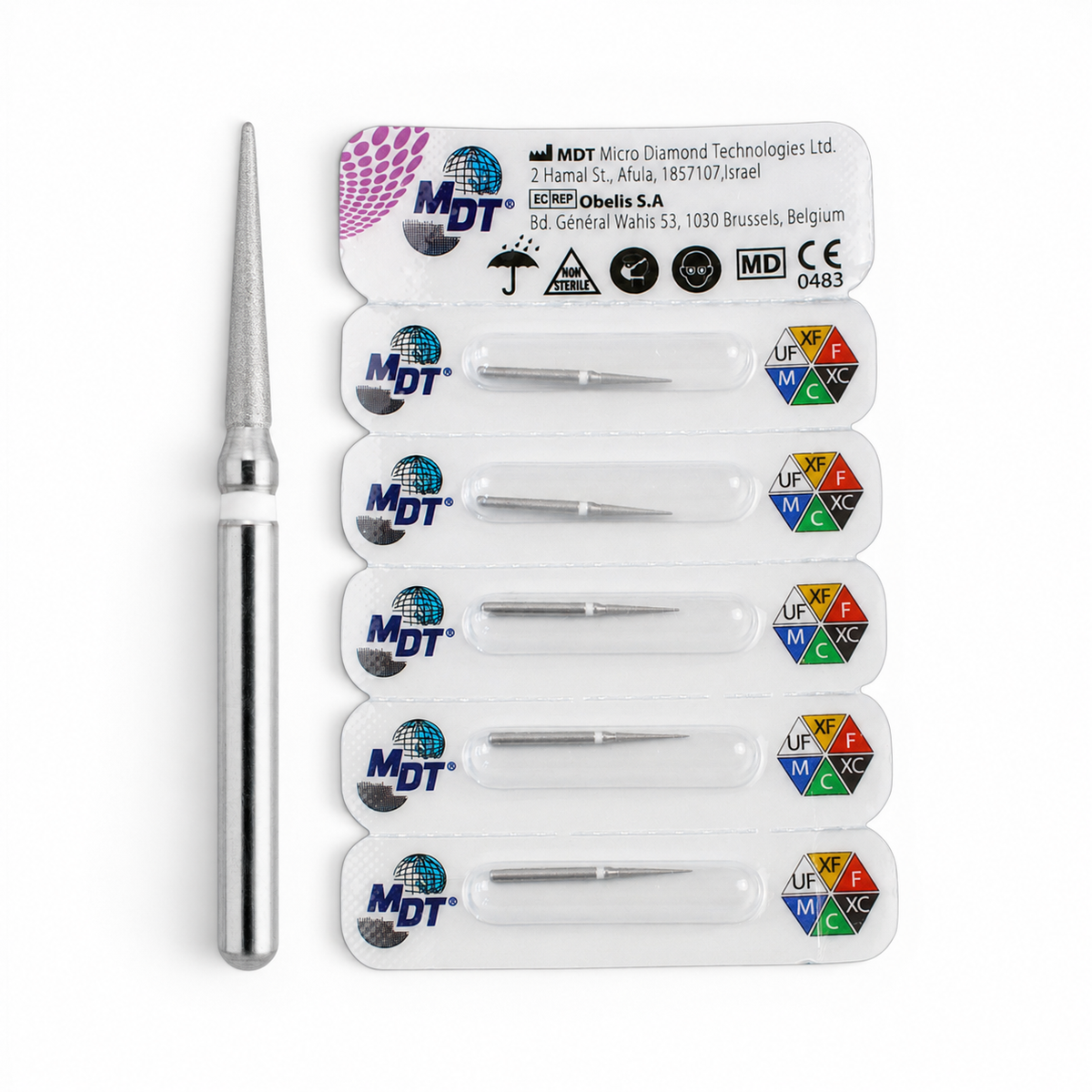 MDT FG Diamond Bur - Pointed Cone 858 Dental Bur, 5pcs