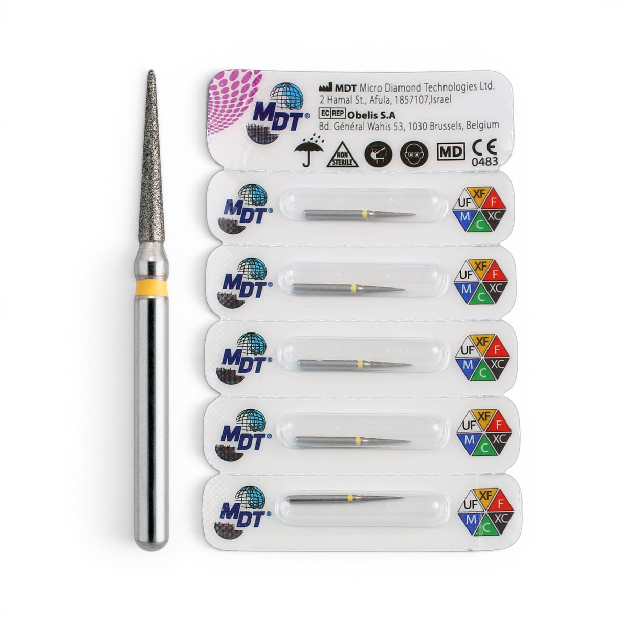 MDT FG Diamond Bur - Pointed Cone 858 Dental Bur, 5pcs