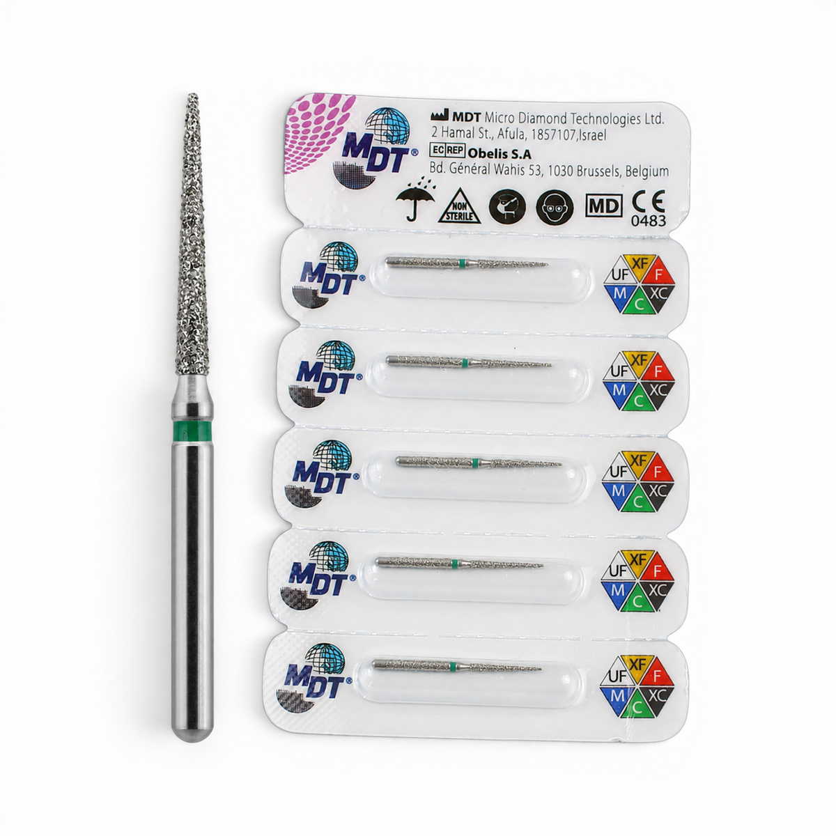 MDT FG Diamond Bur - Pointed Cone 859 Dental Bur, 5pcs