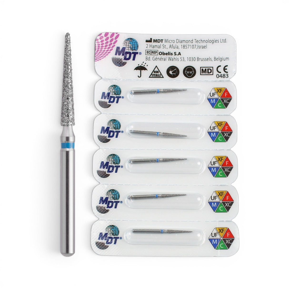 MDT FG Diamond Bur - Pointed Cone 859 Dental Bur, 5pcs