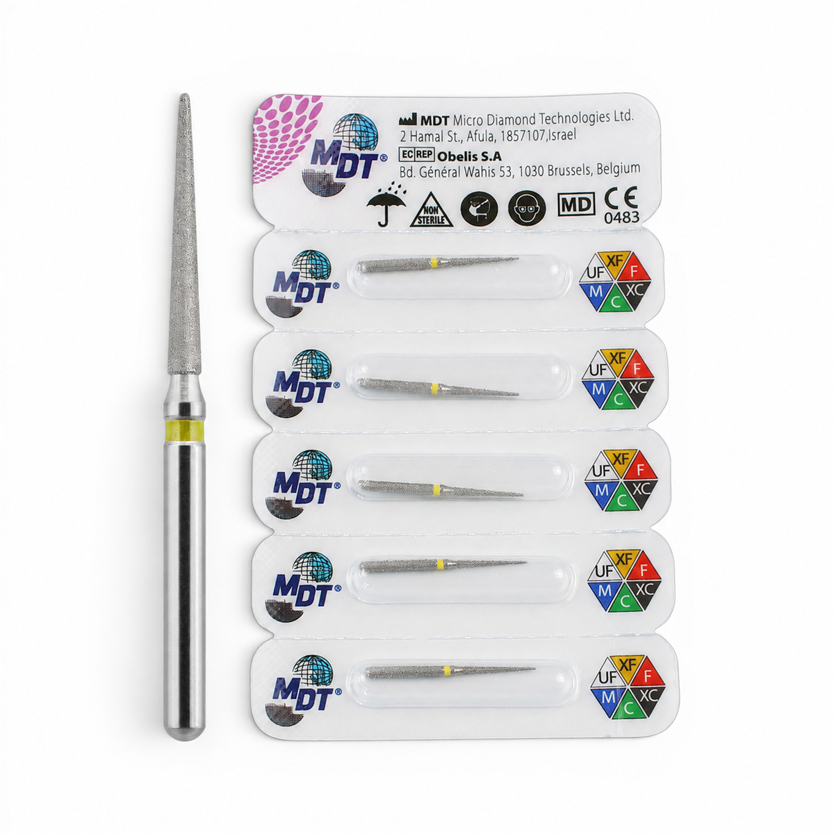 MDT FG Diamond Bur - Pointed Cone 859 Dental Bur, 5pcs