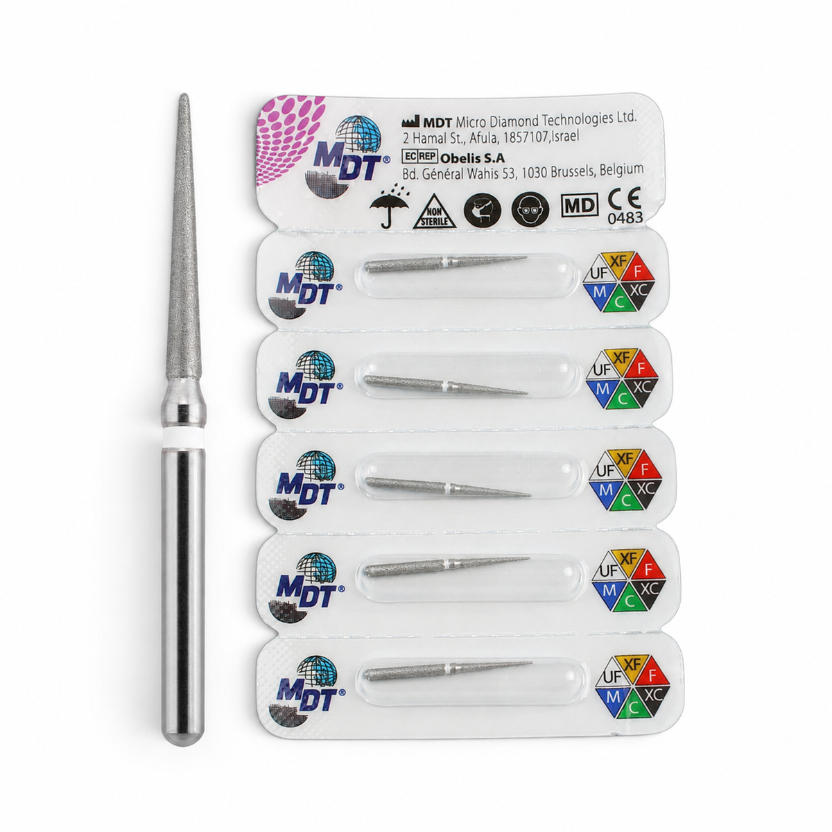 MDT FG Diamond Bur - Pointed Cone 859 Dental Bur, 5pcs