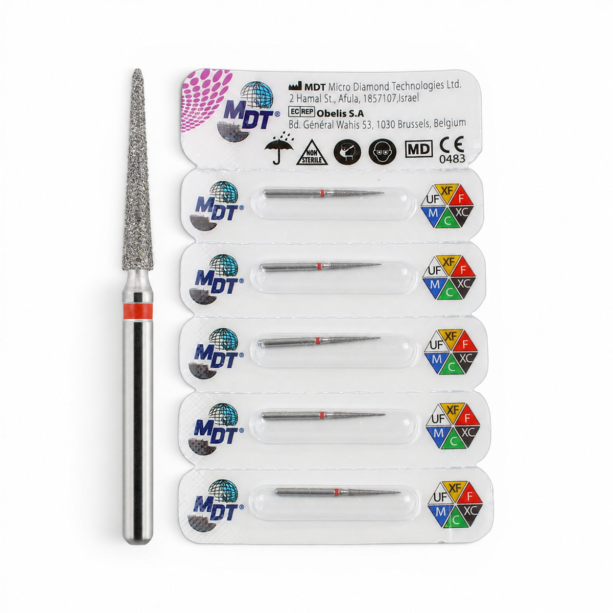 MDT FG Diamond Bur - Pointed Cone 859 Dental Bur, 5pcs