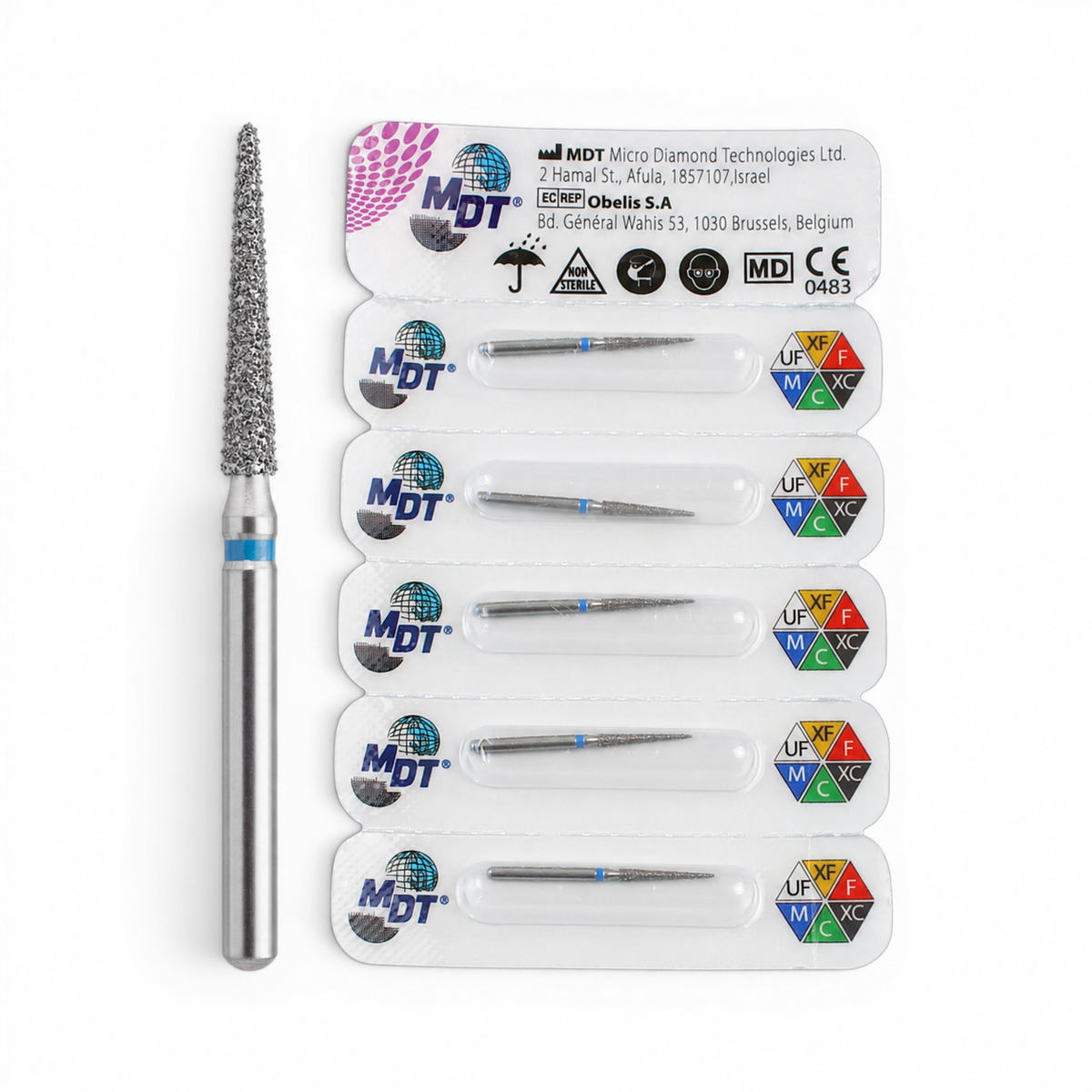 MDT FG Diamond Bur - Pointed Cone 859 Dental Bur, 5pcs