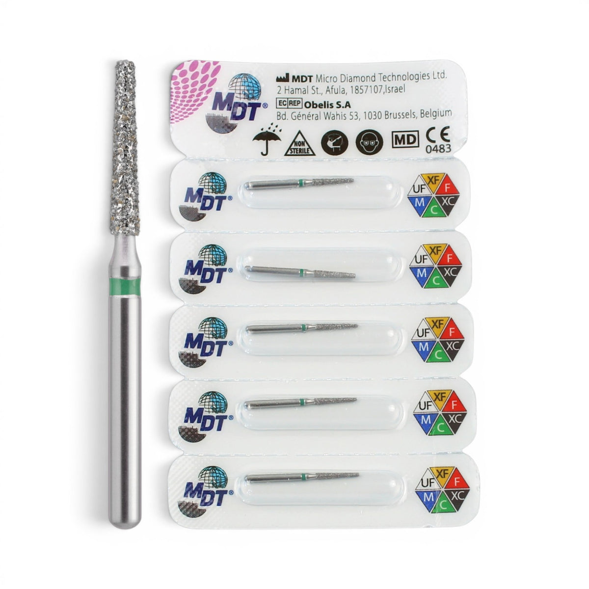 MDT FG Diamond Bur - Flat End Taper 847 Dental Bur, 5pcs