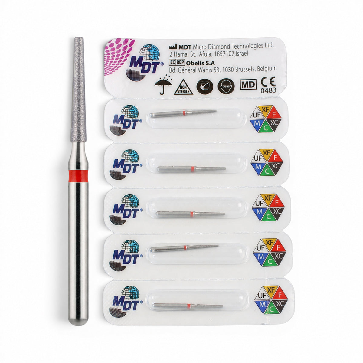 MDT FG Diamond Bur - Flat End Taper 847 Dental Bur, 5pcs