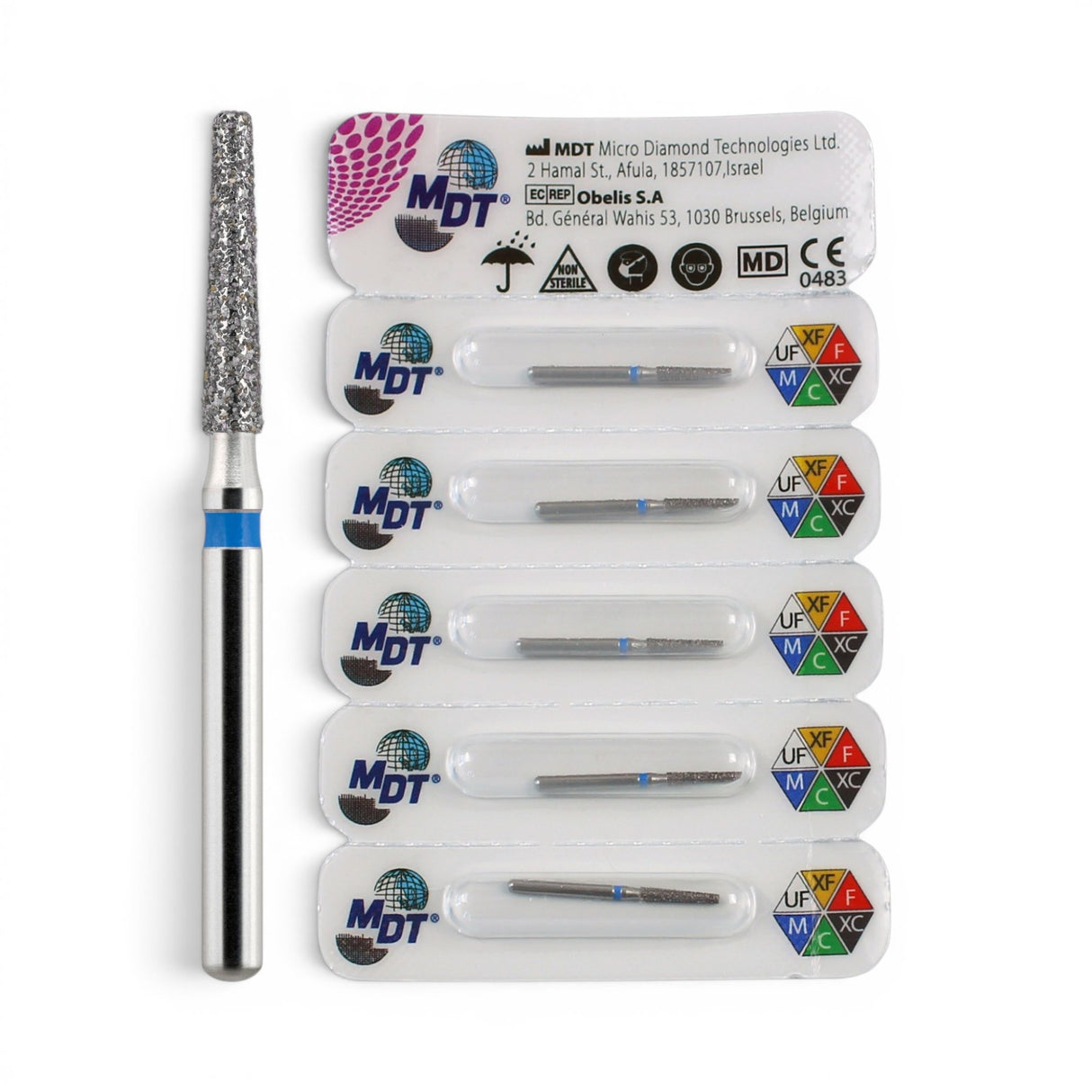 MDT FG Diamond Bur - Flat End Taper 847 Dental Bur, 5pcs