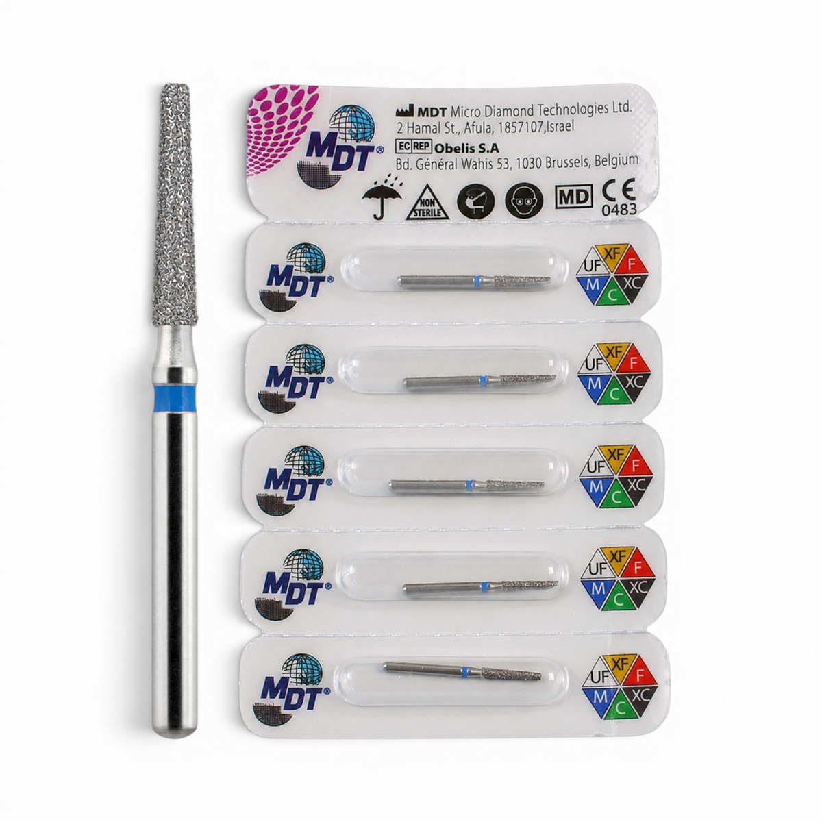 MDT FG Diamond Bur - Flat End Taper 847 Dental Bur, 5pcs
