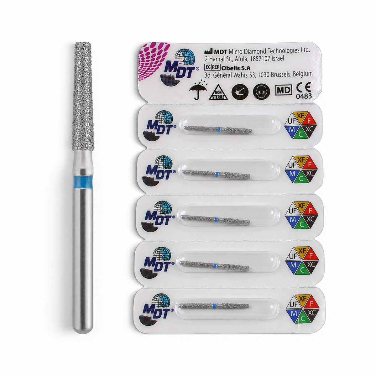 MDT FG Diamond Bur - Flat End Taper 847 Dental Bur, 5pcs