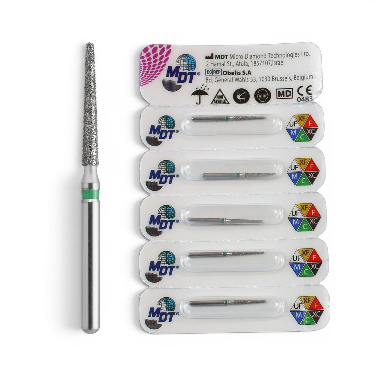 MDT FG Diamond Bur - Flat End Taper 848 Dental Bur, 5pcs