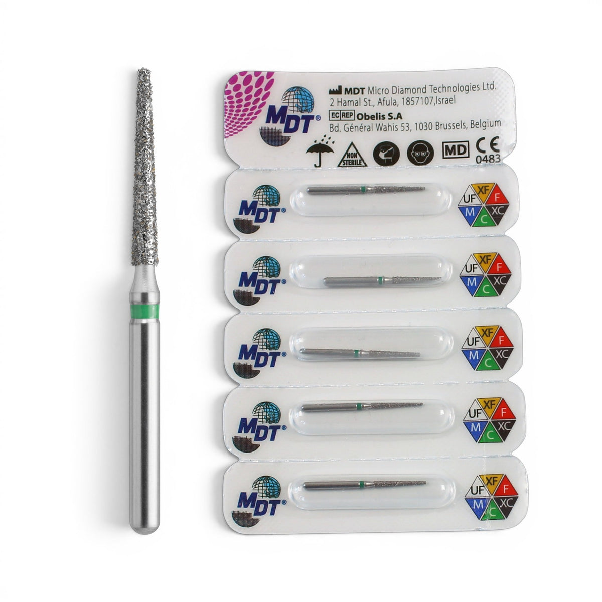 MDT FG Diamond Bur - Flat End Taper 848 Dental Bur, 5pcs
