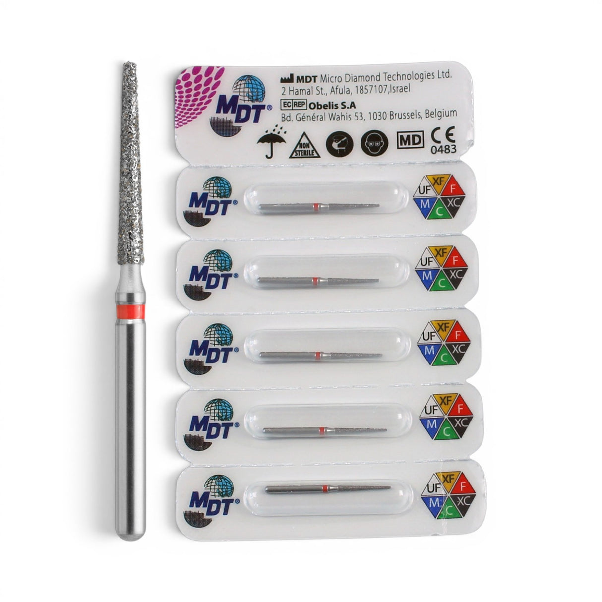 MDT FG Diamond Bur - Flat End Taper 848 Dental Bur, 5pcs