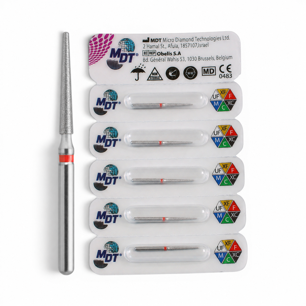 MDT FG Diamond Bur - Flat End Taper 848 Dental Bur, 5pcs