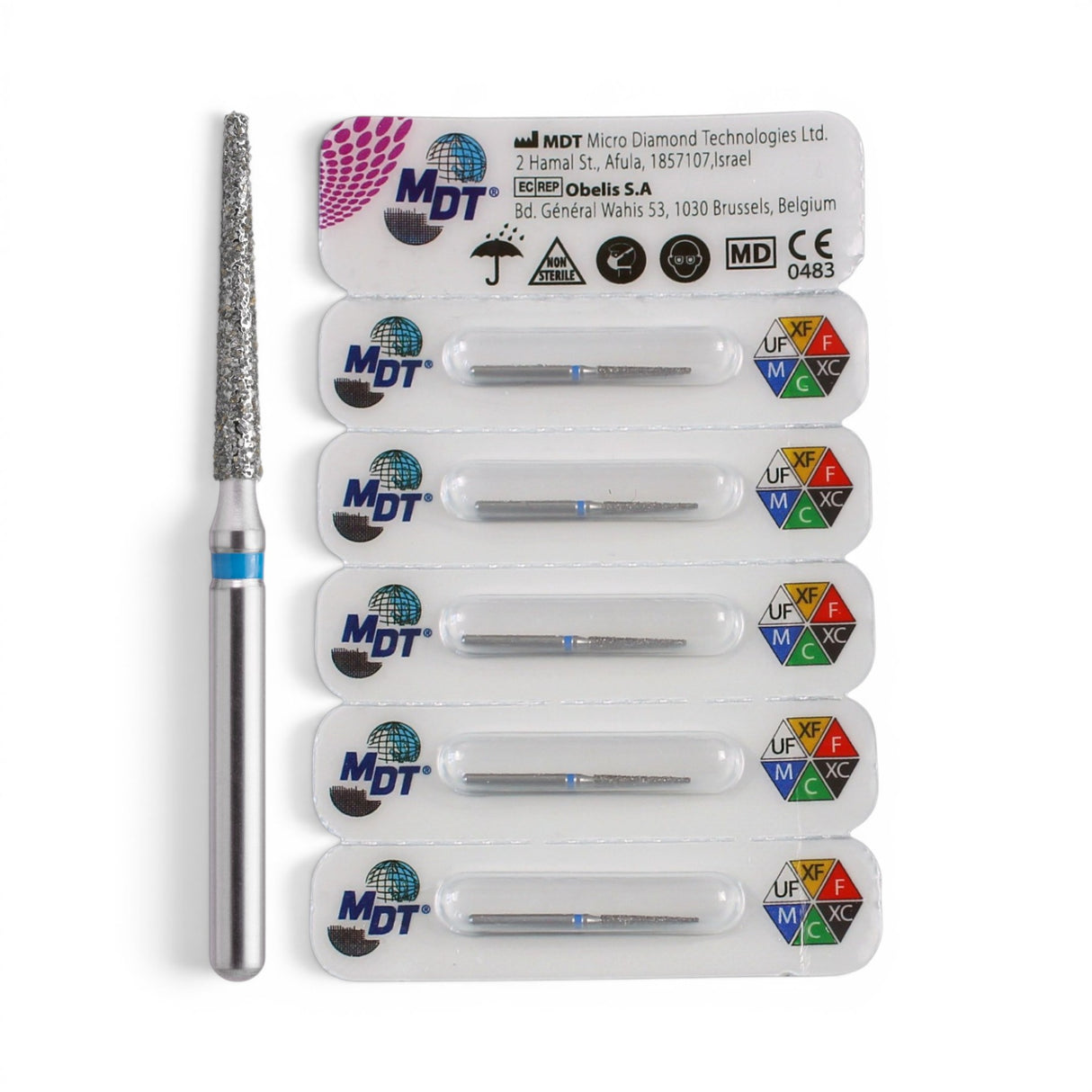 MDT FG Diamond Bur - Flat End Taper 848 Dental Bur, 5pcs