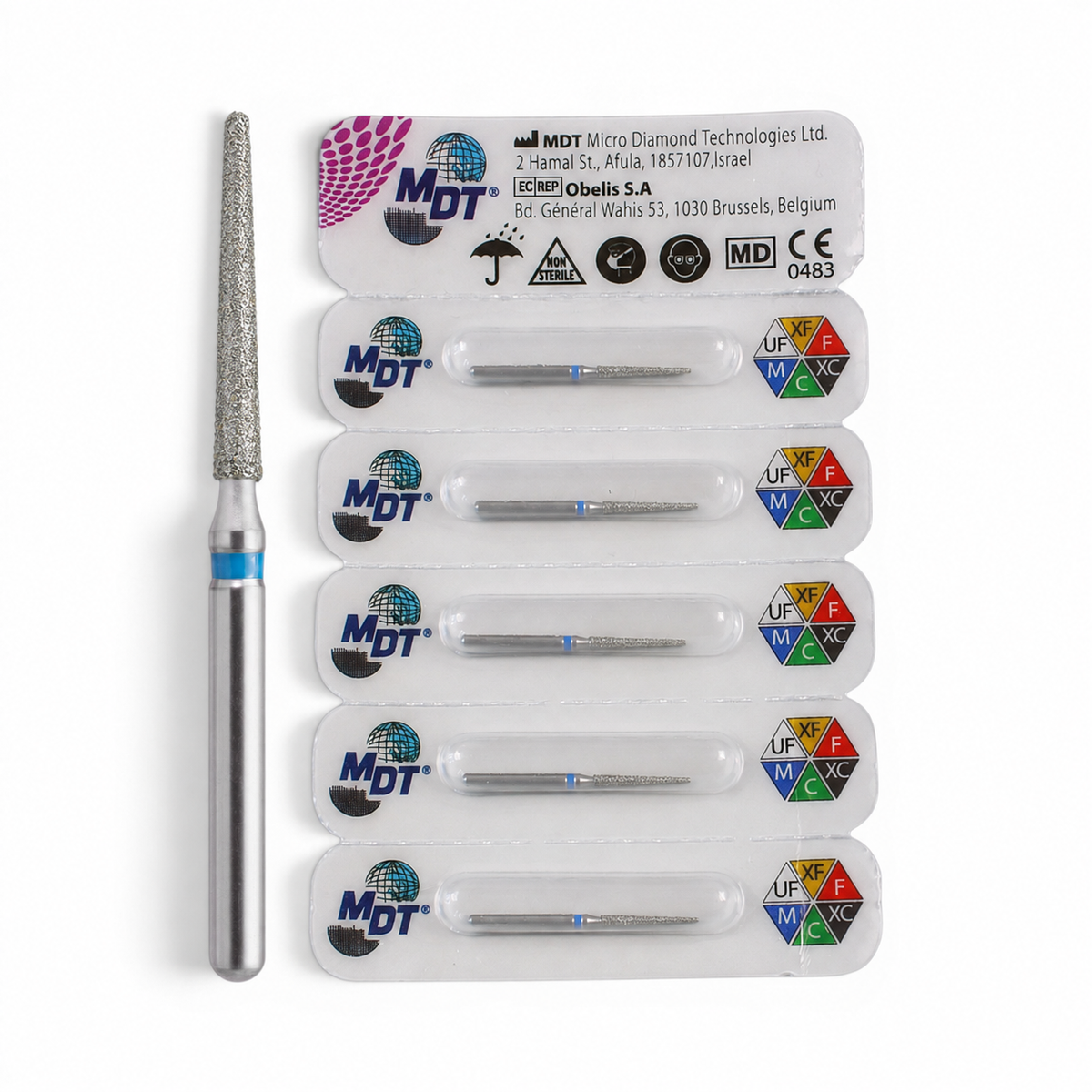 MDT FG Diamond Bur - Flat End Taper 848 Dental Bur, 5pcs