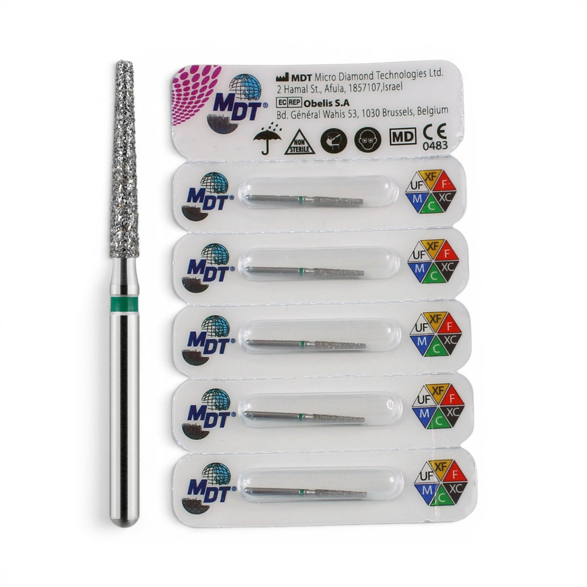 MDT FG Diamond Bur - Flat End Taper 848 Dental Bur, 5pcs