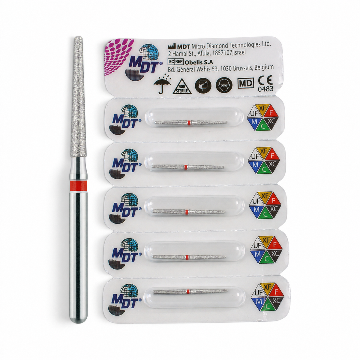 MDT FG Diamond Bur - Flat End Taper 848 Dental Bur, 5pcs
