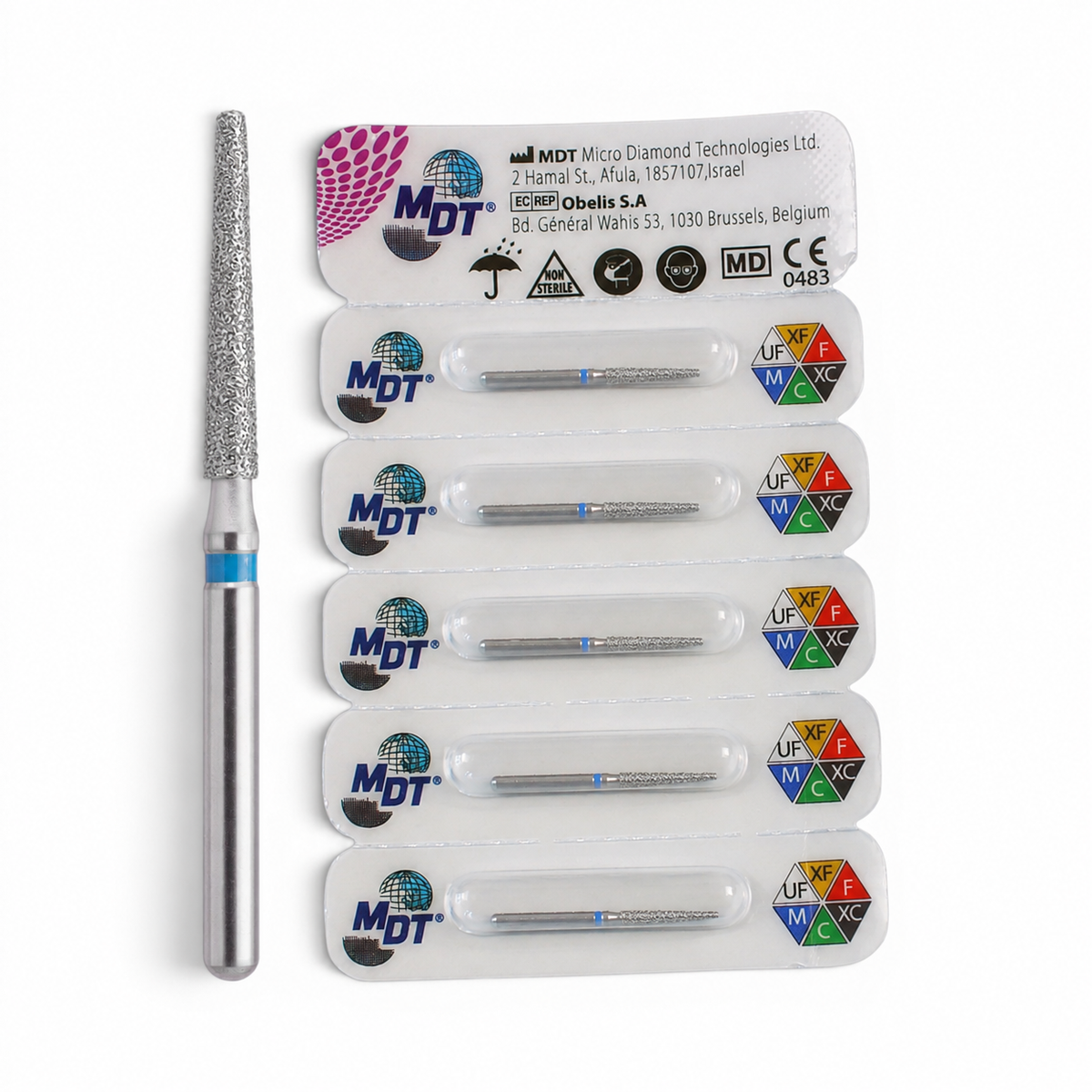MDT FG Diamond Bur - Flat End Taper 848 Dental Bur, 5pcs