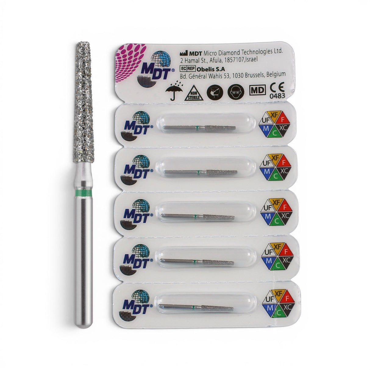 MDT FG Diamond Bur - Flat End Taper 848 Dental Bur, 5pcs
