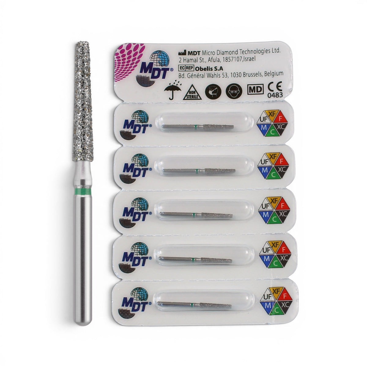 MDT FG Diamond Bur - Flat End Taper 848 Dental Bur, 5pcs