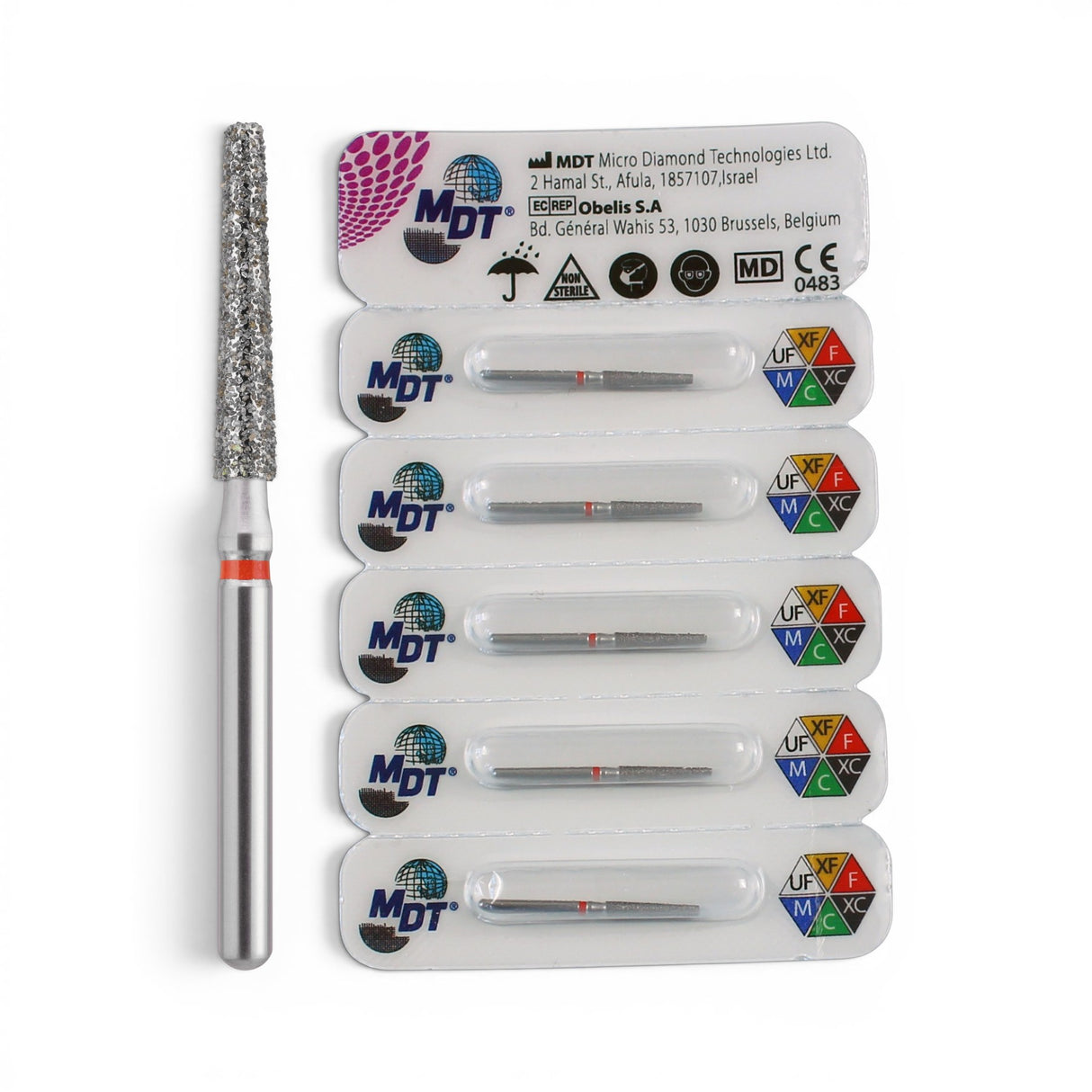 MDT FG Diamond Bur - Flat End Taper 848 Dental Bur, 5pcs