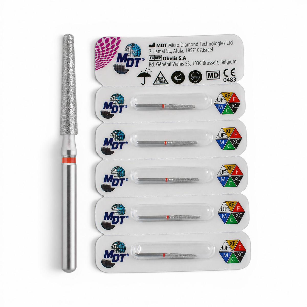MDT FG Diamond Bur - Flat End Taper 848 Dental Bur, 5pcs