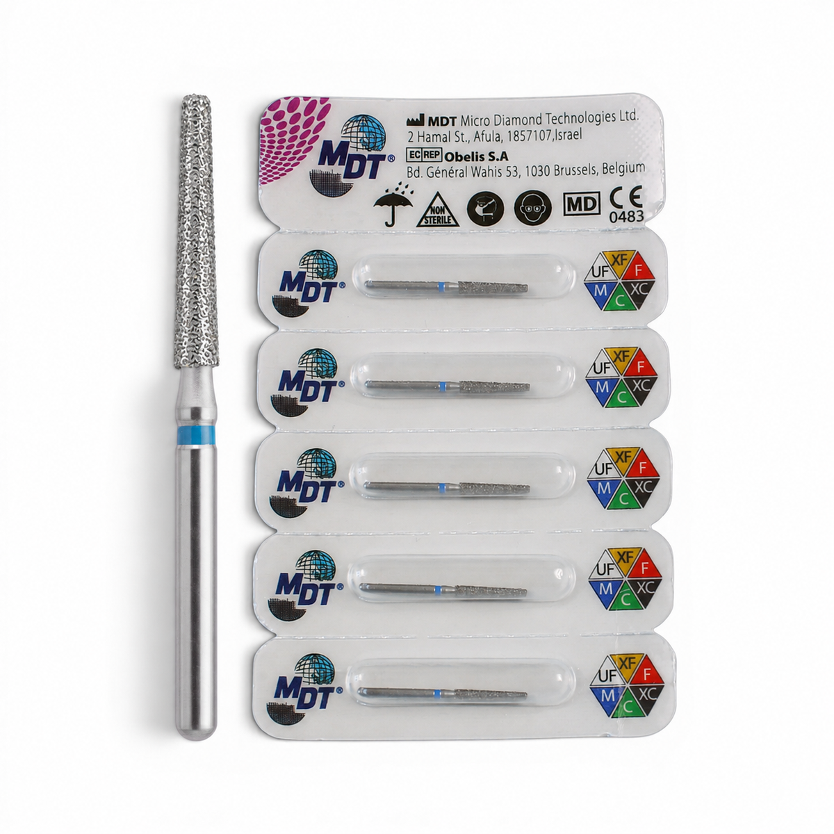MDT FG Diamond Bur - Flat End Taper 848 Dental Bur, 5pcs