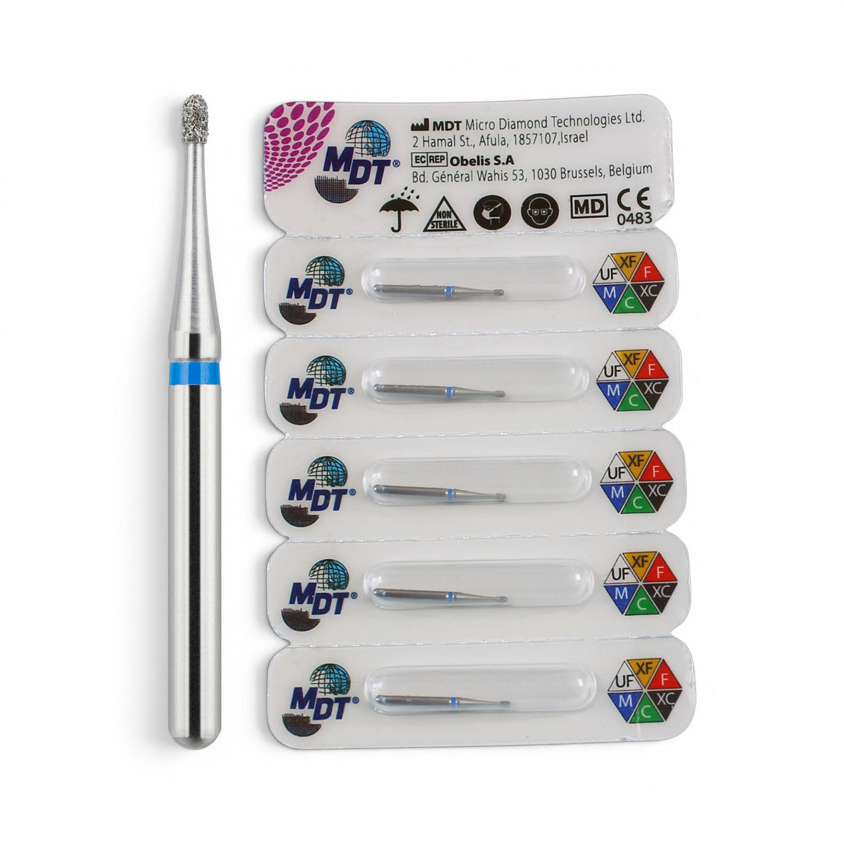 MDT FG Diamond Bur - Pear 830R Dental Bur, 5pcs