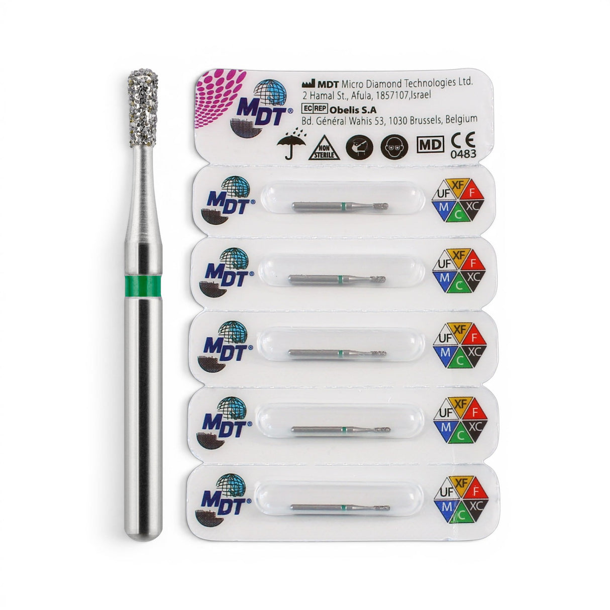 MDT FG Diamond Bur - Pear 830R Dental Bur, 5pcs