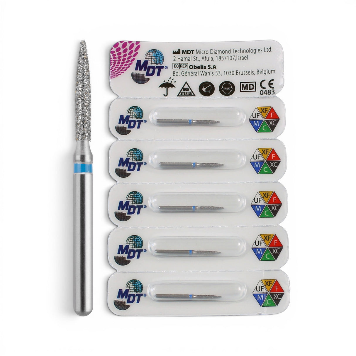 MDT FG Diamond Bur - Flame 862 Dental Bur, 5pcs