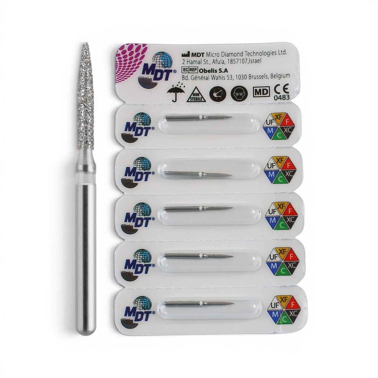 MDT FG Diamond Bur - Flame 862 Dental Bur, 5pcs