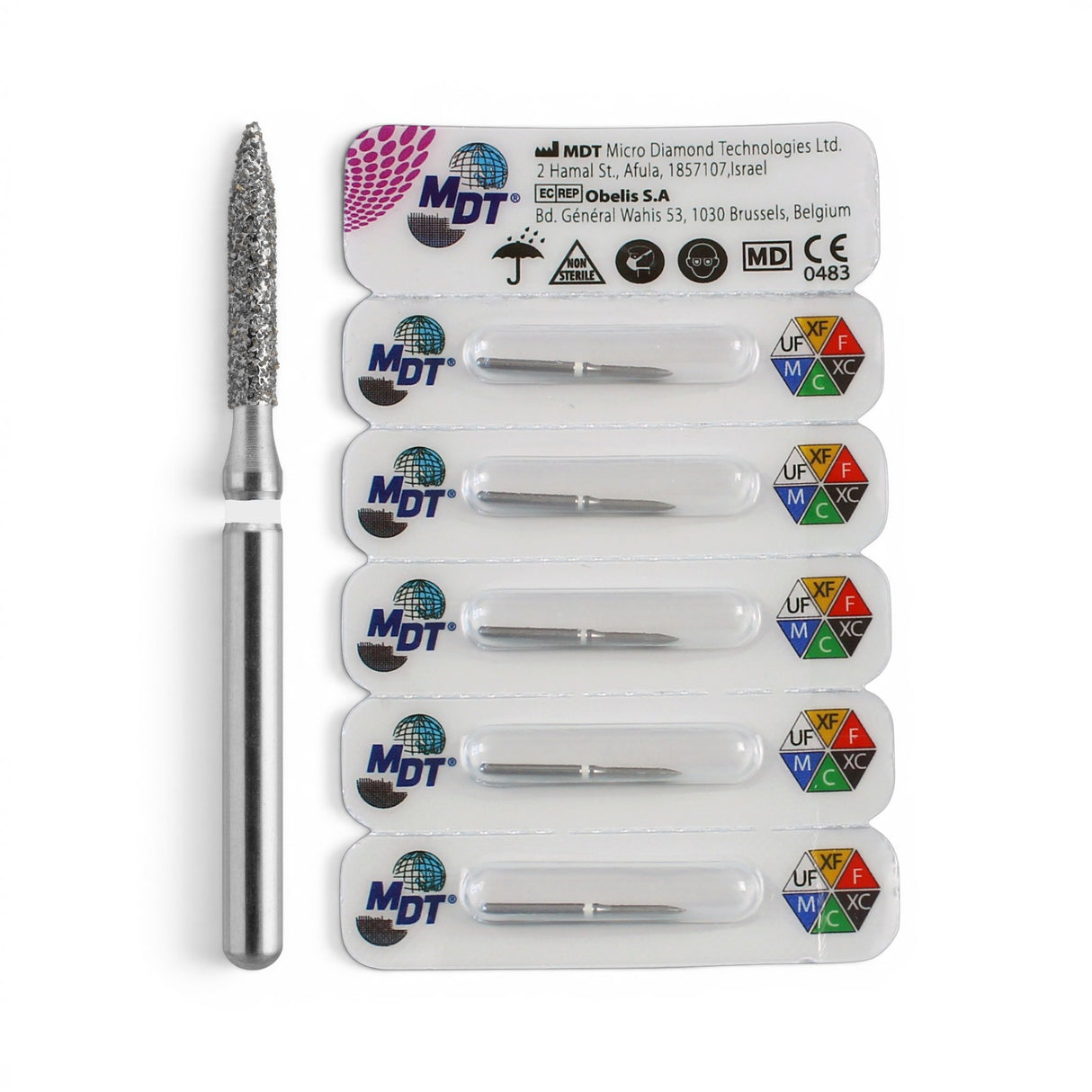 MDT FG Diamond Bur - Flame 862 Dental Bur, 5pcs