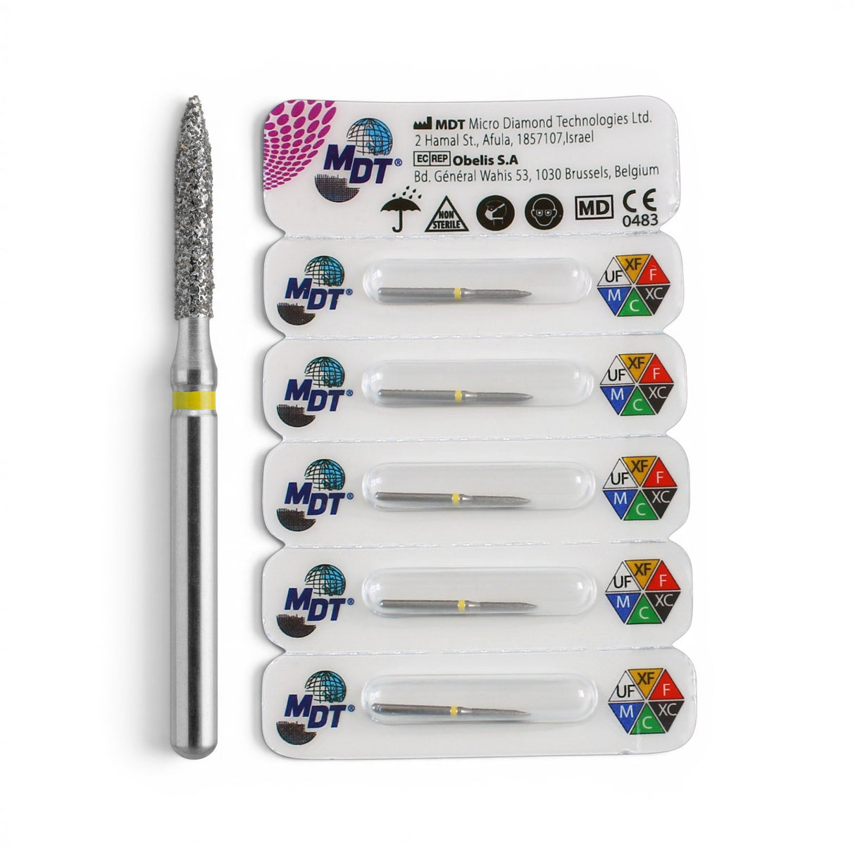 MDT FG Diamond Bur - Flame 862 Dental Bur, 5pcs