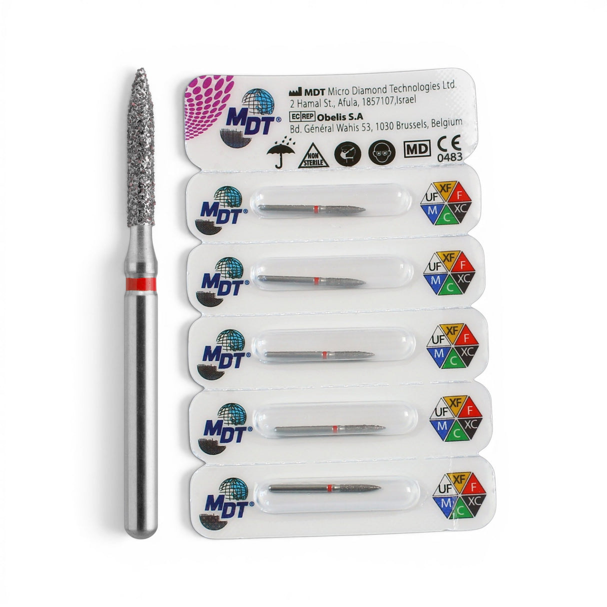 MDT FG Diamond Bur - Flame 862 Dental Bur, 5pcs