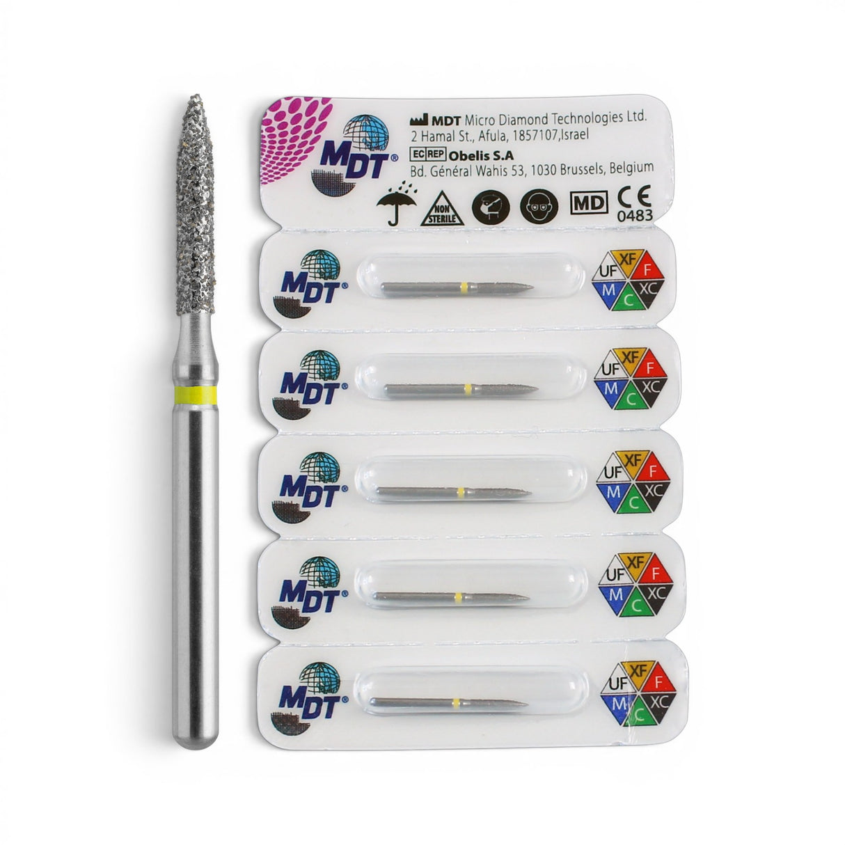 MDT FG Diamond Bur - Flame 862 Dental Bur, 5pcs