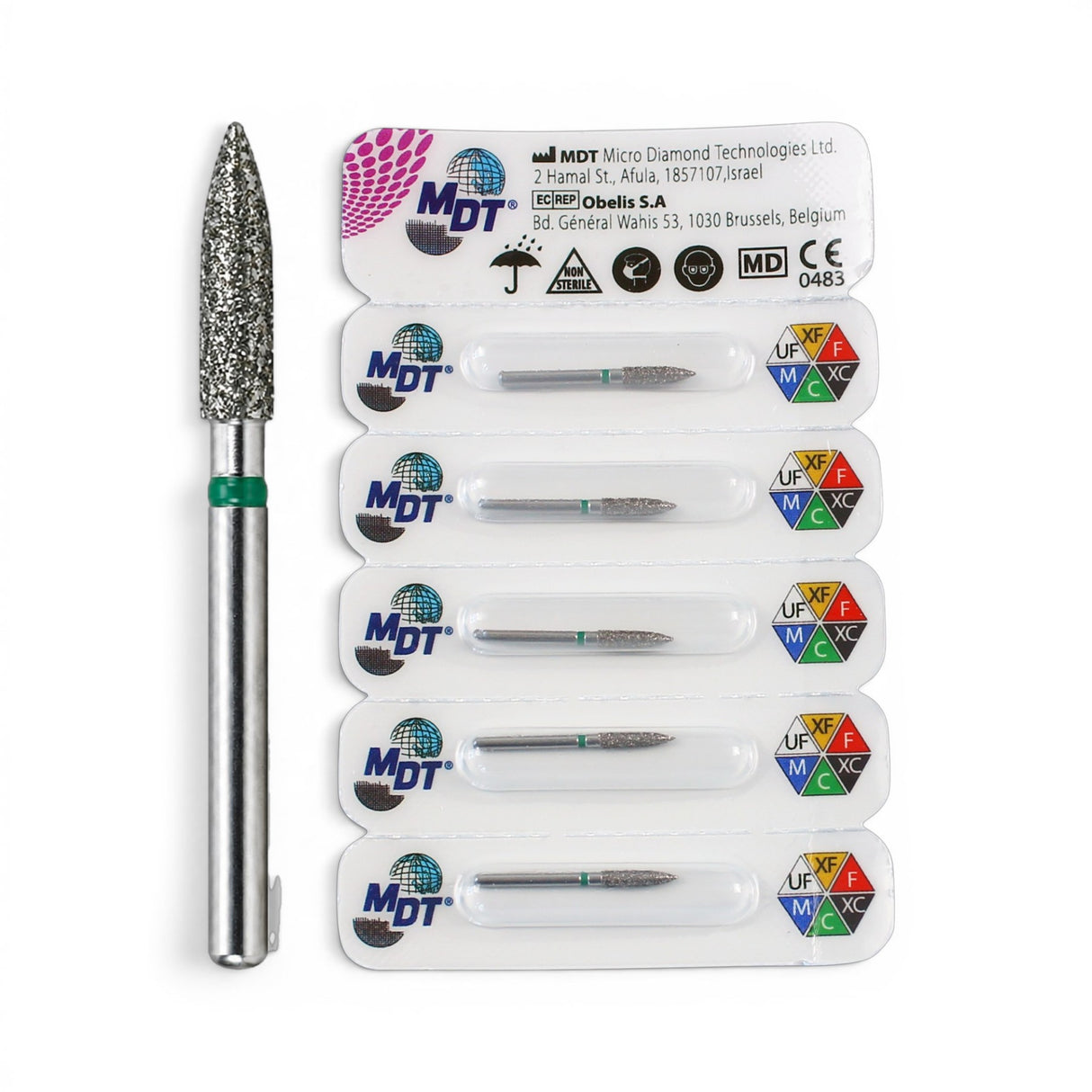 MDT FG Diamond Bur - Flame 862 Dental Bur, 5pcs