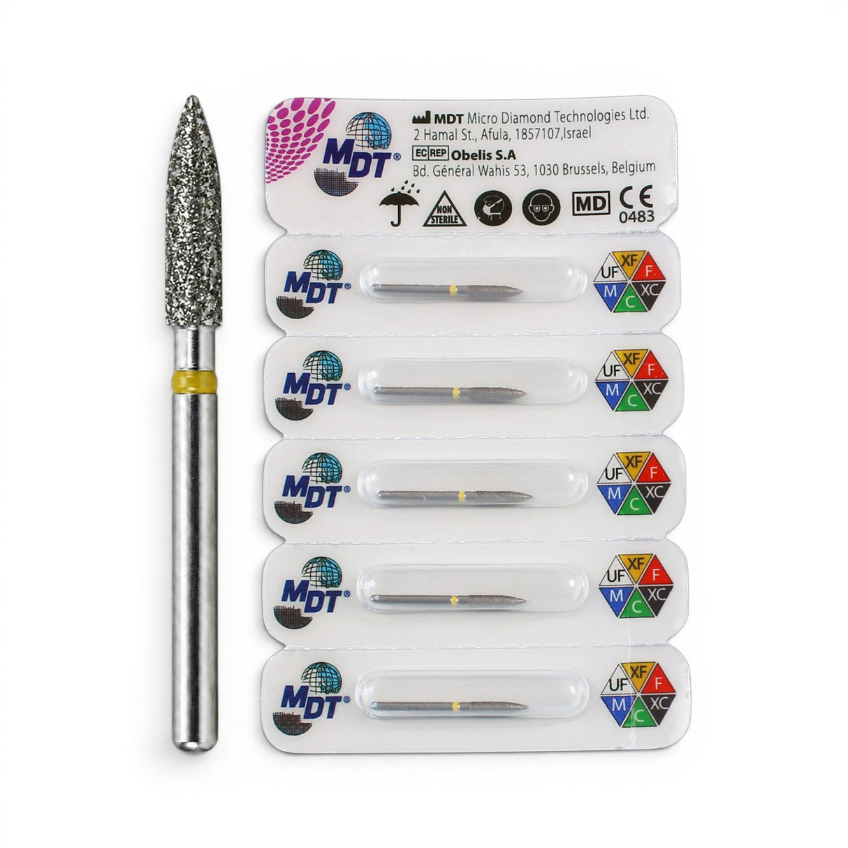 MDT FG Diamond Bur - Flame 862 Dental Bur, 5pcs
