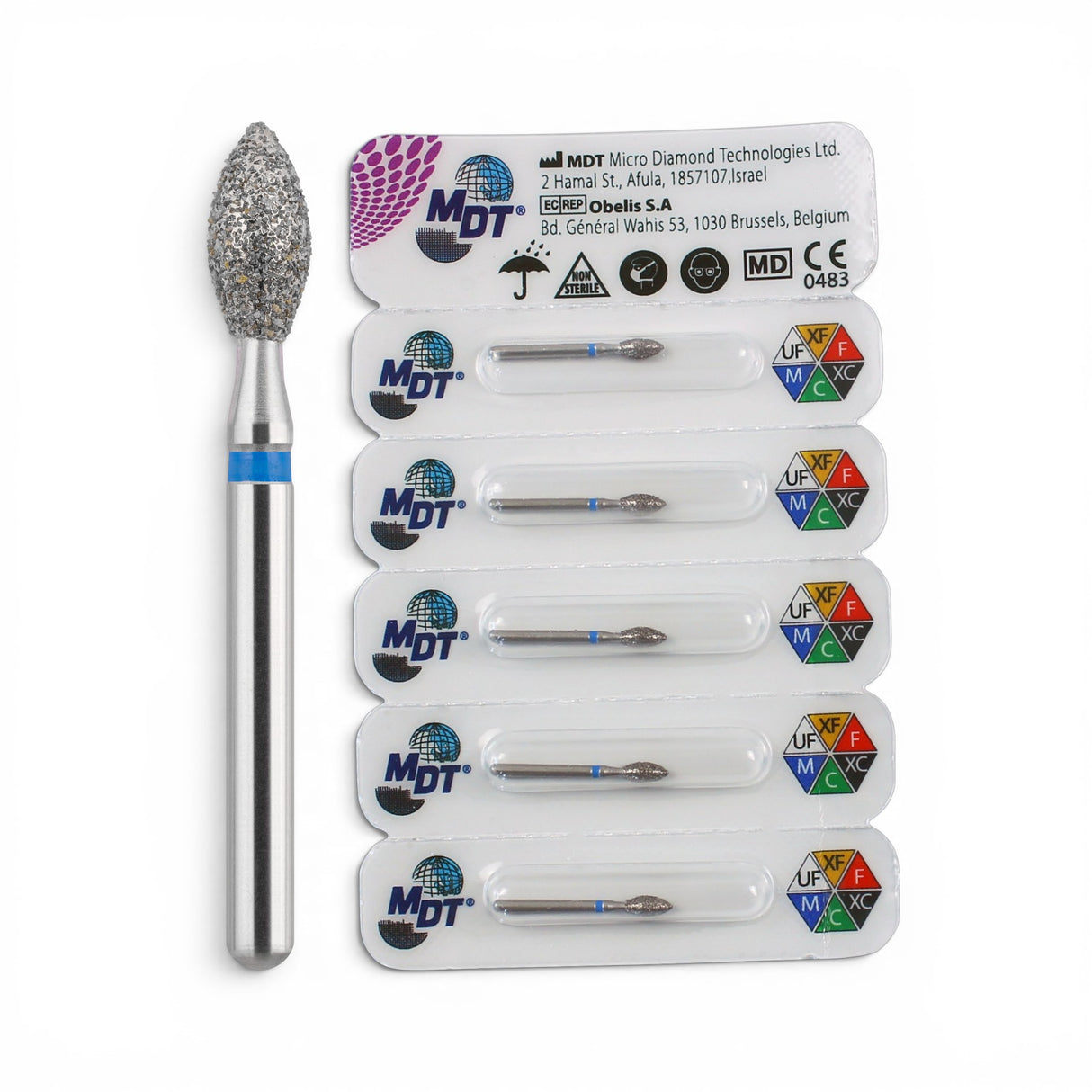 MDT FG Diamond Bur - Football 368 Dental Bur, 5pcs
