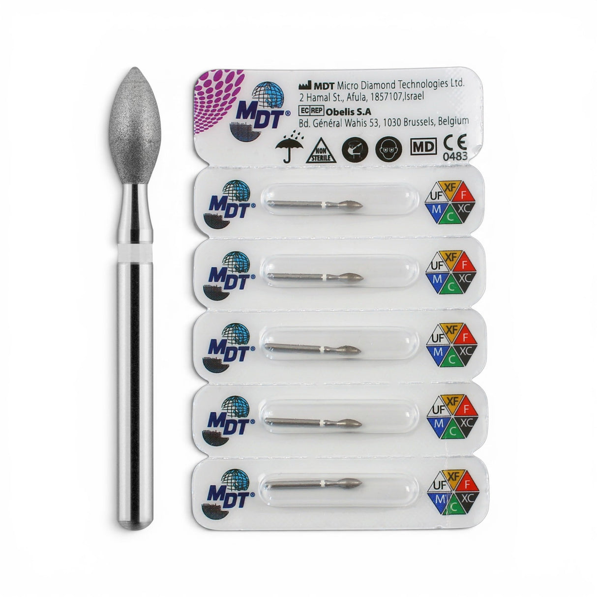MDT FG Diamond Bur - Football 368 Dental Bur, 5pcs