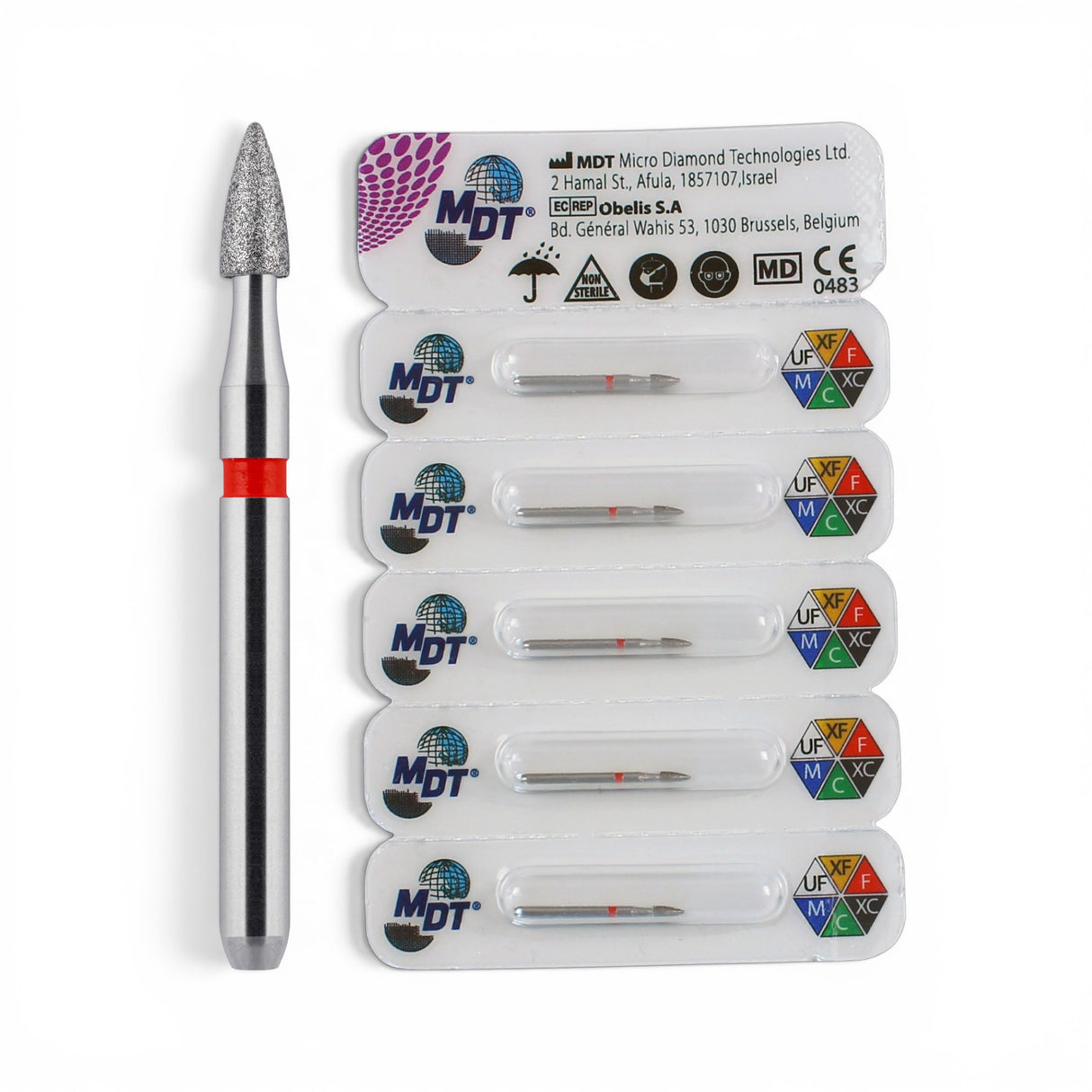 MDT FG Diamond Bur - Grenade Short Flame 390 Dental Bur, 5pcs