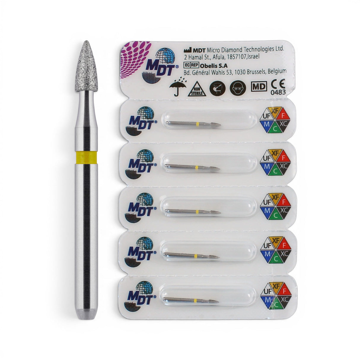 MDT FG Diamond Bur - Grenade Short Flame 390 Dental Bur, 5pcs