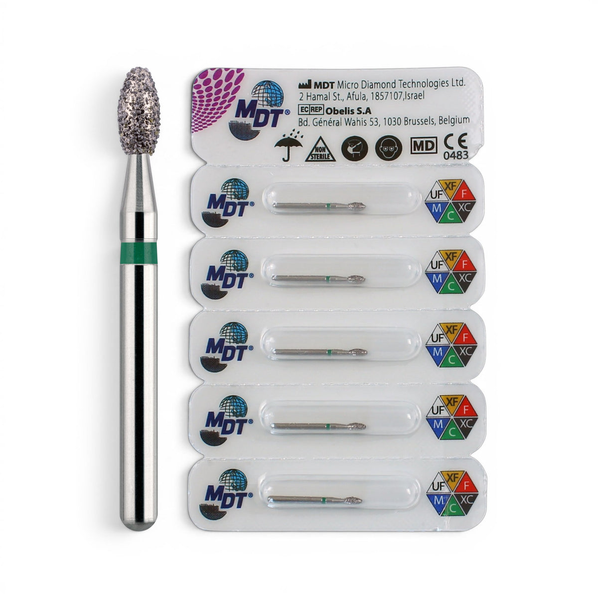 MDT FG Diamond Bur -Egg 379 Dental Bur, 5pcs